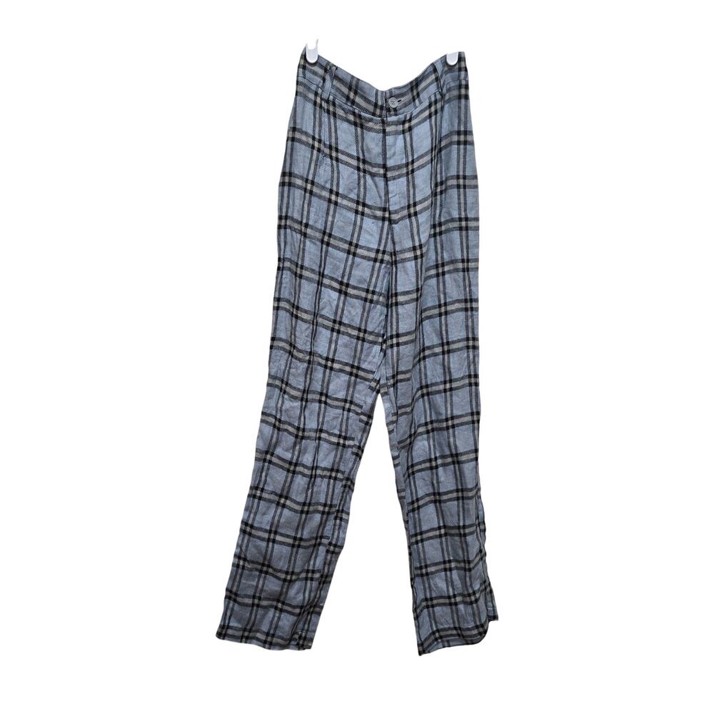Reformation Linen Plaid Pants Size 0 Cropped Straight Leg